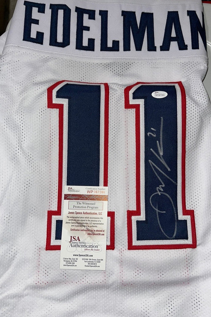 Julian Edelman Signed Patriots White Jersey - JSA COA #01